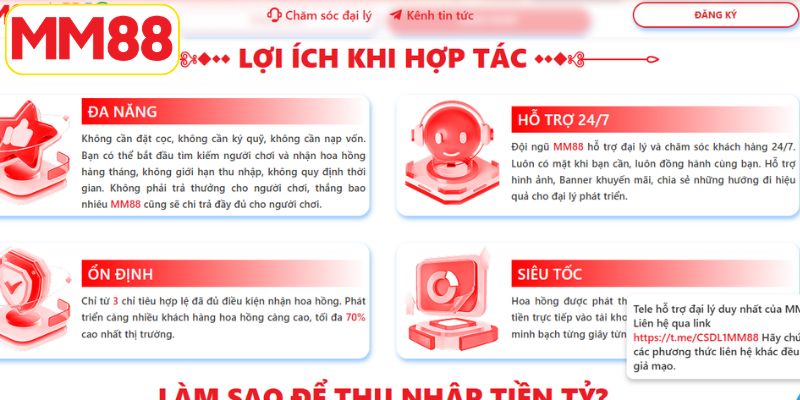 Đại lý MM88 không cần phải đặt cọc hay ký quỹ khi hợp tác  